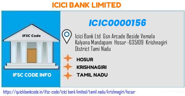 Icici Bank Hosur ICIC0000156 IFSC Code
