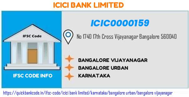 Icici Bank Bangalore Vijayanagar ICIC0000159 IFSC Code