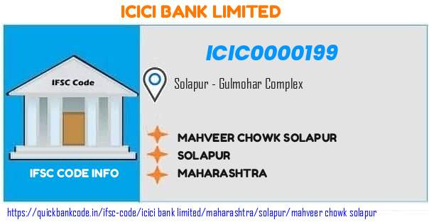 Icici Bank Mahveer Chowk Solapur ICIC0000199 IFSC Code