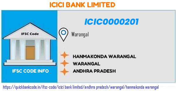 Icici Bank Hanmakonda Warangal ICIC0000201 IFSC Code