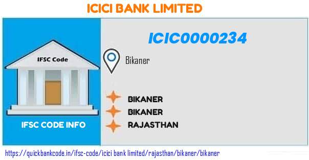 ICIC0000234 ICICI Bank. BIKANER