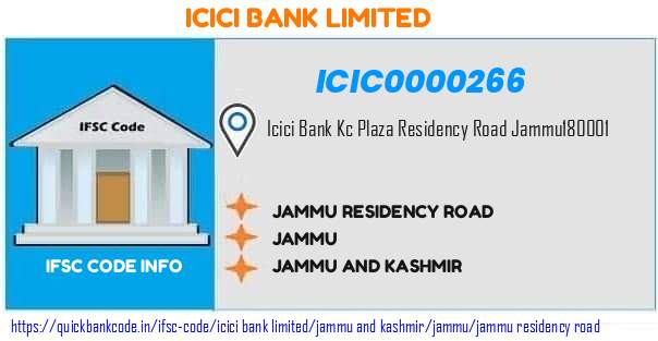 Icici Bank Jammu Residency Road ICIC0000266 IFSC Code