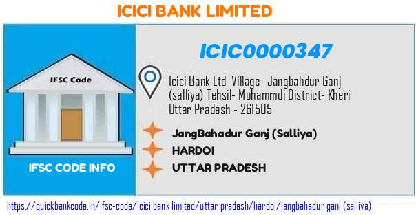 ICIC0000347 ICICI Bank. JangBahadur Ganj Salliya