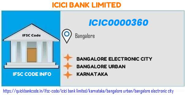 Icici Bank Bangalore Electronic City ICIC0000360 IFSC Code