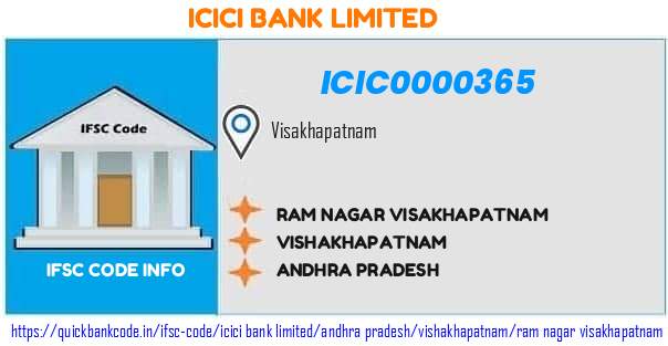 Icici Bank Ram Nagar Visakhapatnam ICIC0000365 IFSC Code
