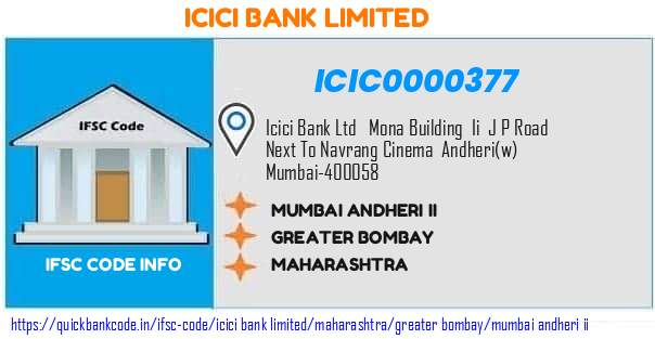 Icici Bank Mumbai Andheri Ii ICIC0000377 IFSC Code