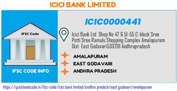 Icici Bank Amalapuram ICIC0000441 IFSC Code