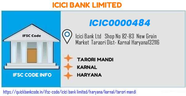Icici Bank Tarori Mandi ICIC0000484 IFSC Code