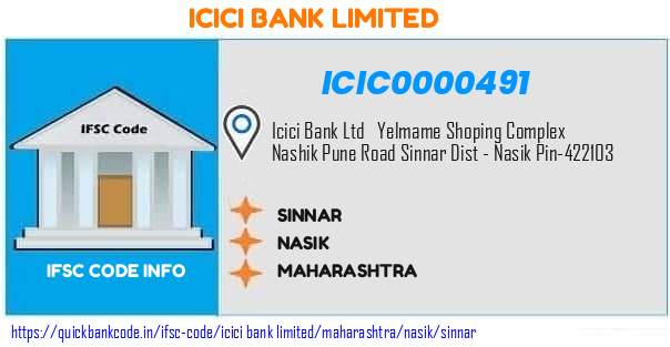 ICIC0000491 ICICI Bank. SINNAR