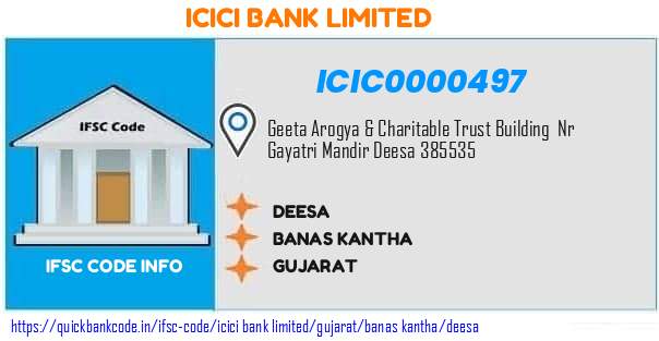 Icici Bank Deesa ICIC0000497 IFSC Code