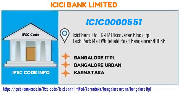 Icici Bank Bangalore Itpl ICIC0000551 IFSC Code