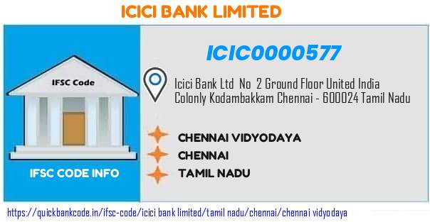 Icici Bank Chennai Vidyodaya ICIC0000577 IFSC Code