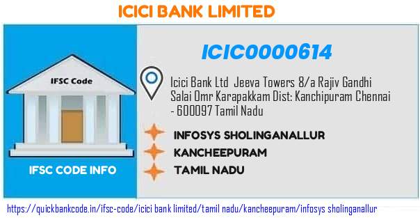 Icici Bank Infosys Sholinganallur ICIC0000614 IFSC Code