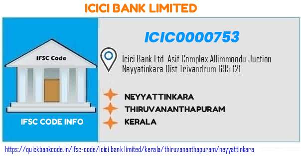 Icici Bank Neyyattinkara ICIC0000753 IFSC Code