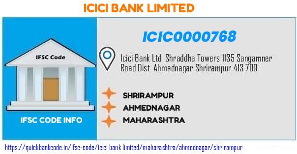 Icici Bank Shrirampur ICIC0000768 IFSC Code