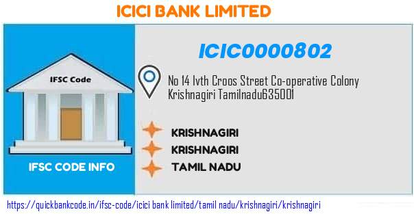 Icici Bank Krishnagiri ICIC0000802 IFSC Code