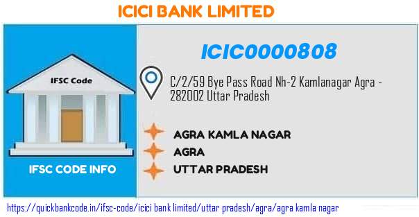 Icici Bank Agra Kamla Nagar ICIC0000808 IFSC Code