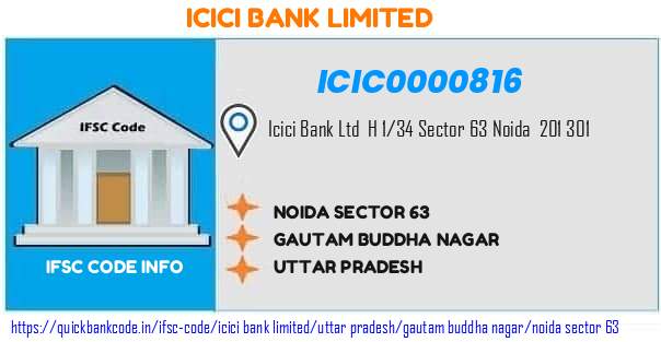 Icici Bank Noida Sector 63 ICIC0000816 IFSC Code