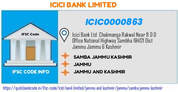 Icici Bank Samba Jammu Kashmir ICIC0000863 IFSC Code