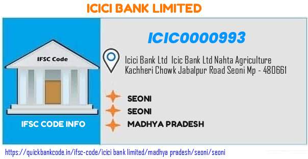 Icici Bank Seoni ICIC0000993 IFSC Code