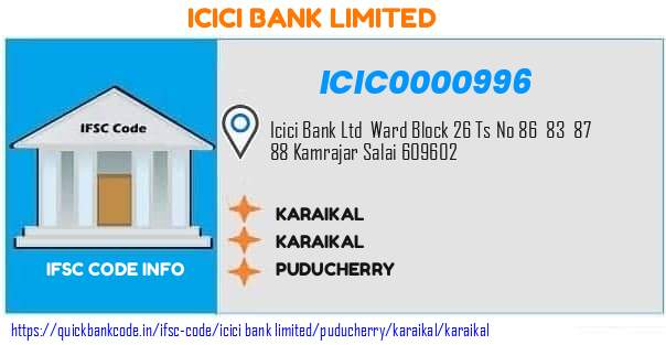 ICIC0000996 ICICI Bank. KARAIKAL