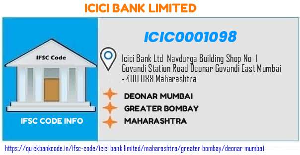 Icici Bank Deonar Mumbai ICIC0001098 IFSC Code