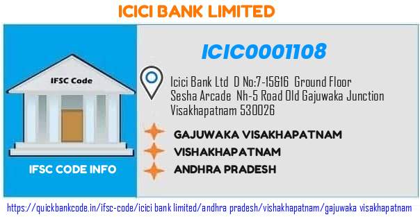 Icici Bank Gajuwaka Visakhapatnam ICIC0001108 IFSC Code