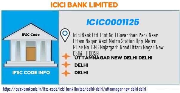 Icici Bank Uttamnagar New Delhi Delhi ICIC0001125 IFSC Code