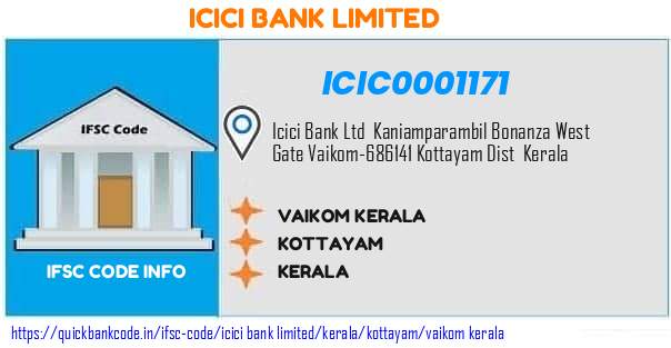 Icici Bank Vaikom Kerala ICIC0001171 IFSC Code