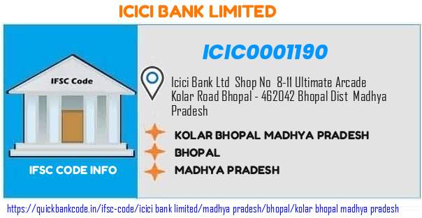 Icici Bank Kolar Bhopal Madhya Pradesh ICIC0001190 IFSC Code