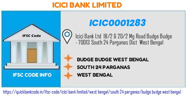 ICIC0001283 ICICI Bank. BUDGE BUDGE, WEST BENGAL