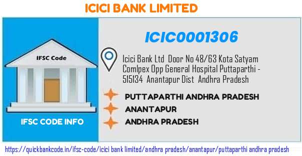 ICIC0001306 ICICI Bank. PUTTAPARTHI, ANDHRA PRADESH