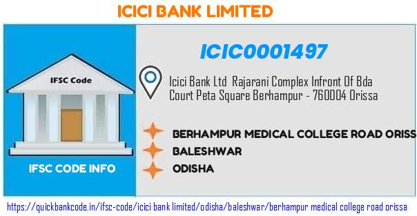 Icici Bank Berhampur Medical College Road Orissa ICIC0001497 IFSC Code