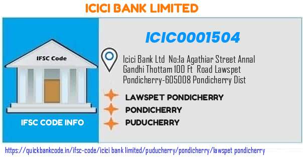 Icici Bank Lawspet Pondicherry ICIC0001504 IFSC Code