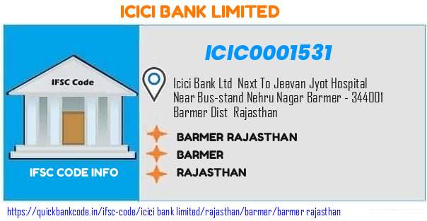 Icici Bank Barmer Rajasthan ICIC0001531 IFSC Code