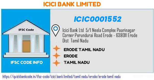 Icici Bank Erode Tamil Nadu ICIC0001552 IFSC Code
