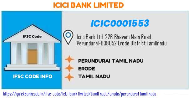 Icici Bank Perundurai Tamil Nadu ICIC0001553 IFSC Code