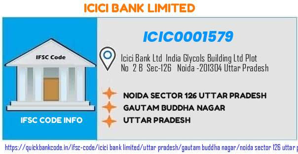 ICIC0001579 ICICI Bank. NOIDASECTOR One twenty Six , UTTAR PRADESH
