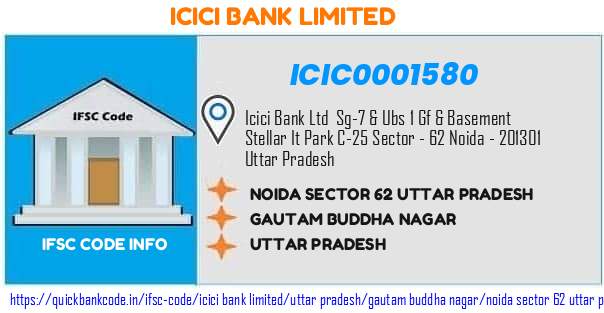 Icici Bank Noida Sector 62 Uttar Pradesh ICIC0001580 IFSC Code