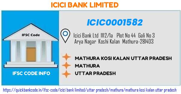 ICIC0001582 ICICI Bank. MATHURAKOSI KALAN UTTAR PRADESH