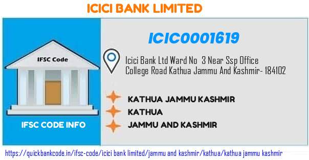 ICIC0001619 ICICI Bank. KATHUA, JAMMUandKASHMIR