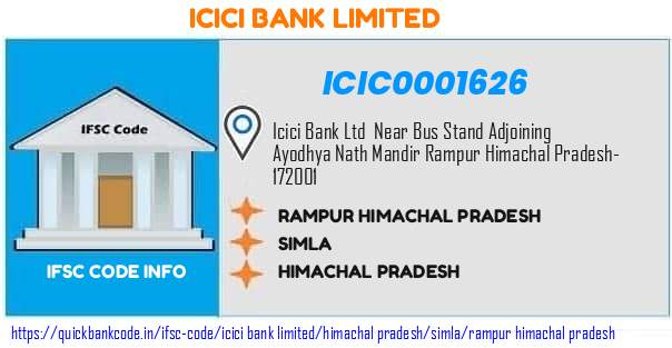 Icici Bank Rampur Himachal Pradesh ICIC0001626 IFSC Code