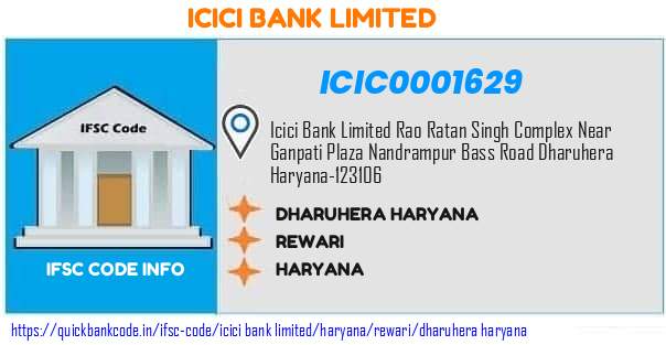 Icici Bank Dharuhera Haryana ICIC0001629 IFSC Code