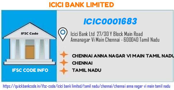 Icici Bank Chennai Anna Nagar Vi Main Tamil Nadu ICIC0001683 IFSC Code