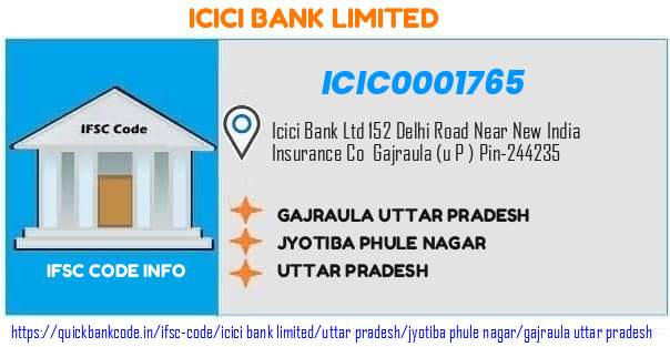 Icici Bank Gajraula Uttar Pradesh ICIC0001765 IFSC Code