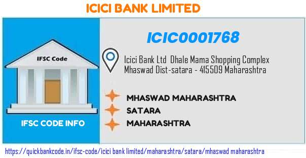 Icici Bank Mhaswad Maharashtra ICIC0001768 IFSC Code
