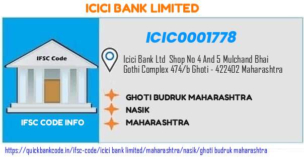 Icici Bank Ghoti Budruk Maharashtra ICIC0001778 IFSC Code
