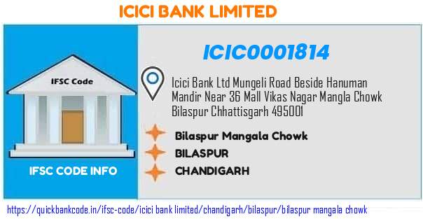 Icici Bank Bilaspur Mangala Chowk ICIC0001814 IFSC Code