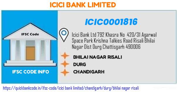 Icici Bank Bhilai Nagar Risali ICIC0001816 IFSC Code
