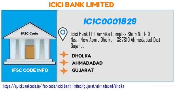 Icici Bank Dholka ICIC0001829 IFSC Code